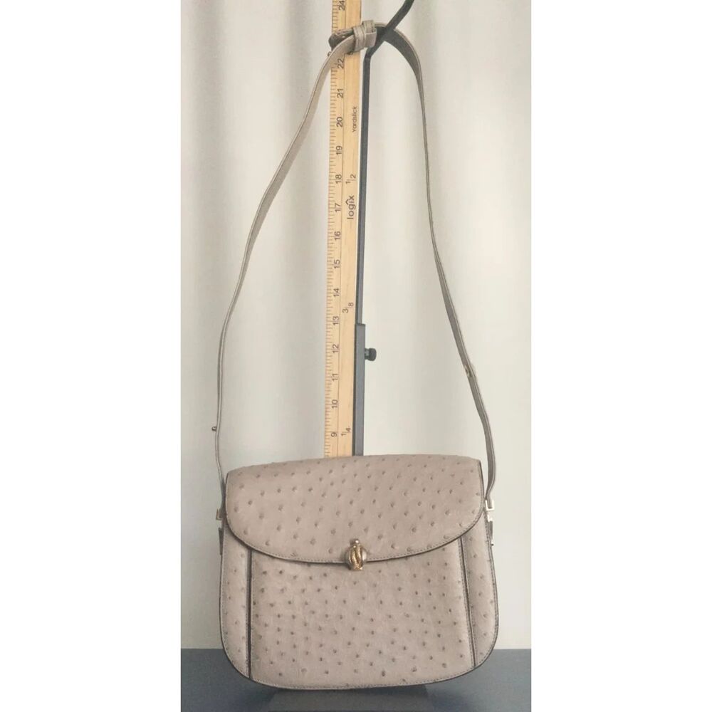 Ostrich leather Taupe gray Genuine ostrich leather Ostrich leather Handbag - Picture 11 of 13